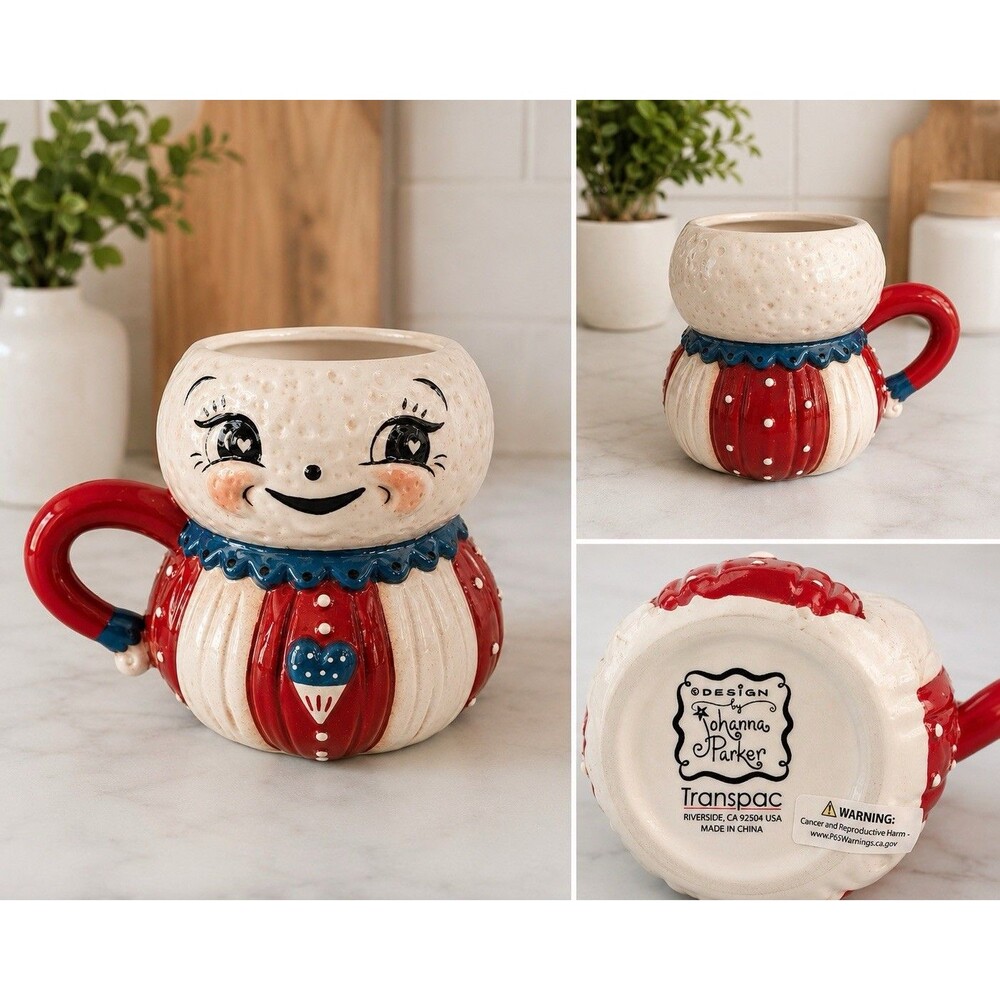 2026 Johanna Parker Luna Moon Man Patriotic Mug  Red Heart Vintage Style